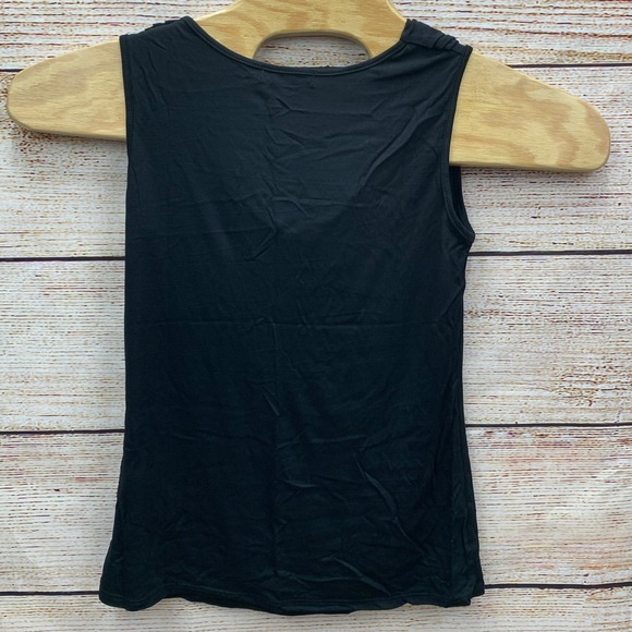 Amore All.F.Y Womens Black Ruched Blouse Stretch Tank Top Medium New Made in USA - Picture 2 of 7